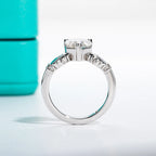 Claddagh ring with gray moissanite, Celtic knot crown detail, heart hands — Aurora Moissanite