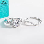 2ct halo moissanite infinity bridal set, 18K gold plated S925 — Aurora Moissanite