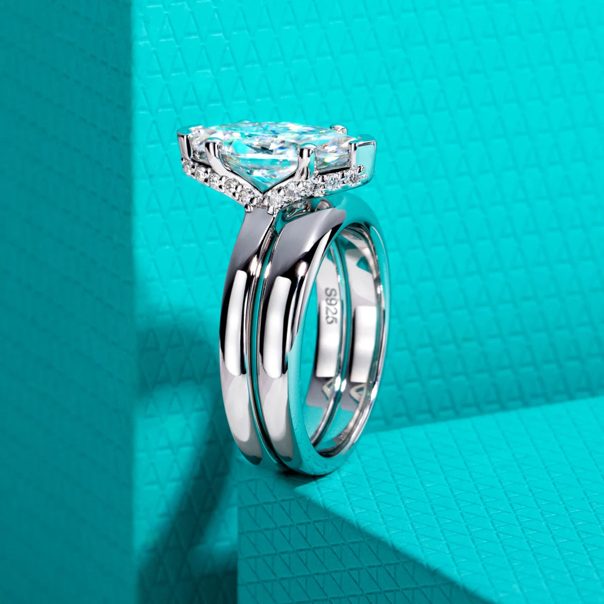 The Mave Ring lifestyle — marquise moissanite bridal set worn on finger — Aurora Moissanite