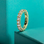 The Ora Band worn — 3.5mm moissanite full eternity band, 14K yellow gold — Aurora Moissanite