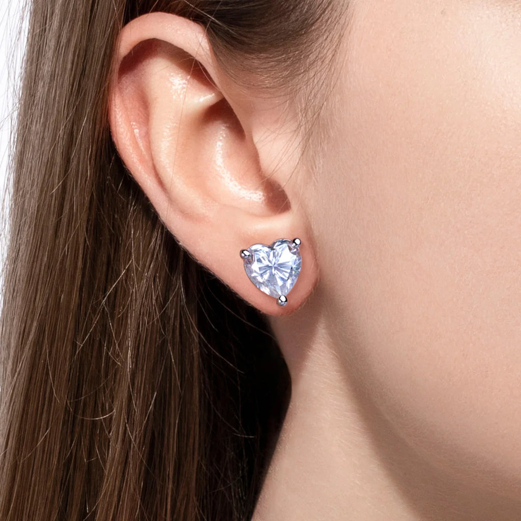 AnuJewel Heart Moissanite Stud Earrings 1cttw-6cttw D Color VVS1 925 Sterling Silver 18k Gold Plated Classic Women's Jewelry