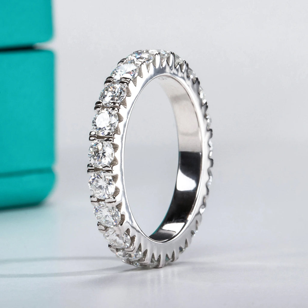 The Aryn Ring — 3.5ct moissanite ring set and band, front view — Aurora Moissanite