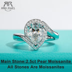 2.5ct pear moissanite halo engagement ring, S925 sterling silver — Aurora Moissanite