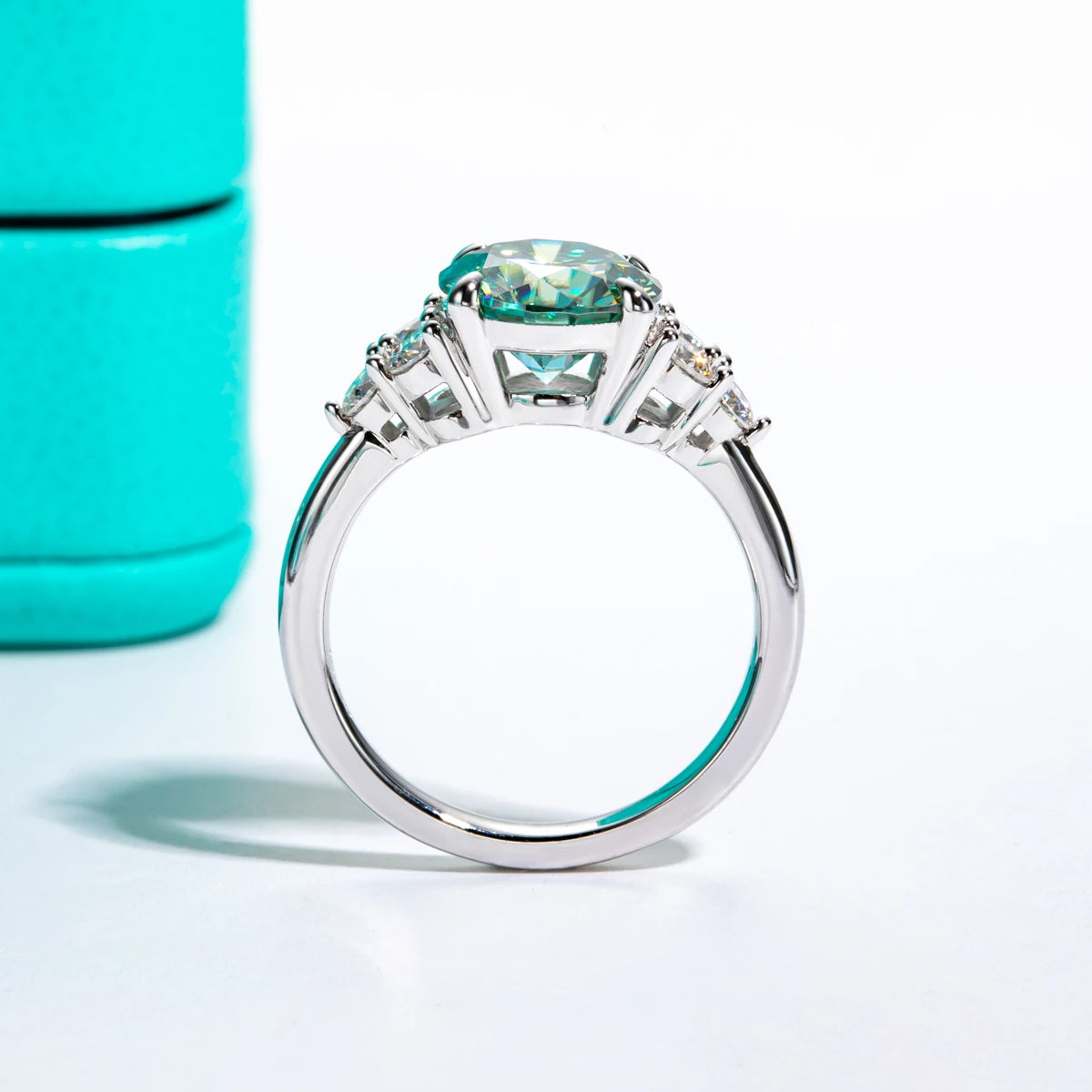 The Zeal Ring lifestyle — blue-green moissanite ring worn on finger — Aurora Moissanite