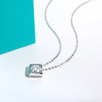 AnuJewel 1ct/2ct/3ct/5ct Moissanite Square Pendant Necklace 925 Sterling Silver 18k Gold Plated Necklace Women Jewelry Gifts