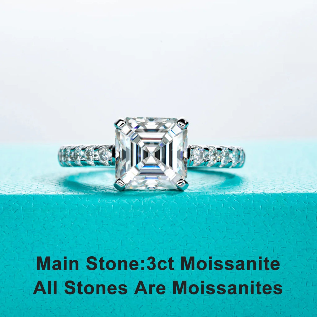 The Alix Ring worn — 3ct asscher cut moissanite, S925 — Aurora Moissanite