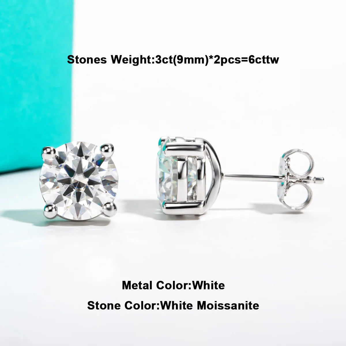 AnuJewel 10k Gold 4/3/2/1.6/1/0.6ct Moissanite Stud Earrings For Women Real 10K Gold Post Anti-allergy Men Earrings Jewelry
