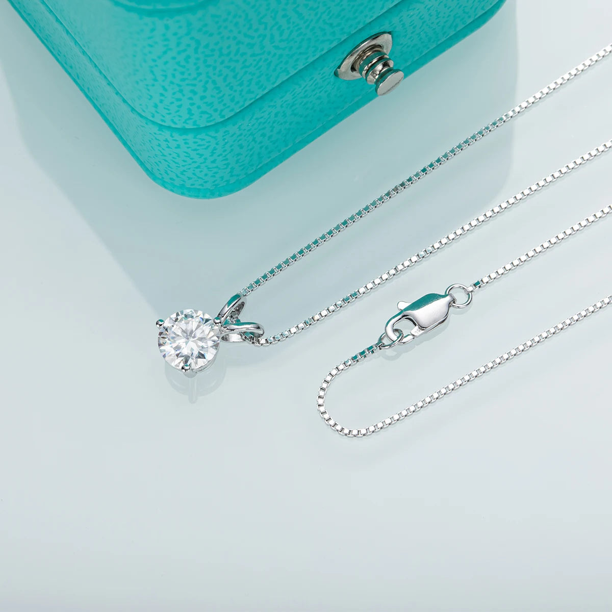 The Sol Pendant lifestyle — 1ct round moissanite pendant on chain, 18K gold plated — Aurora Moissanite