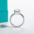 3ct oval moissanite half-bezel ring, side profile, S925 — Aurora Moissanite