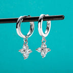Moissanite huggie hoops 3mm D color VVS1, S925 silver — Aurora Moissanite