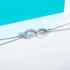 AnuJewel 1.7mm Moissanite Bow-Knot Bracelet 925 Sterling Silver Lab Created Diamond 18+5cm Adjustable Bracelets for Woman Gifts