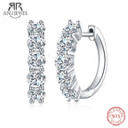 AnuJewel 4mm 3cttw D Color Moissanite Huggie Hoop Earrings 925 Sterling Silver Luxury Huggie Earring For Women