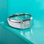 Princess moissanite 2ct D color VVS1, men's ring gold plated — Aurora Moissanite