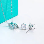 AnuJewel 2-5ct Asscher Moissanite Necklace 0.5-3ct Earrings 925 Sterling Silver 18k Gold Plated Wedding Jewelry Set for Woman