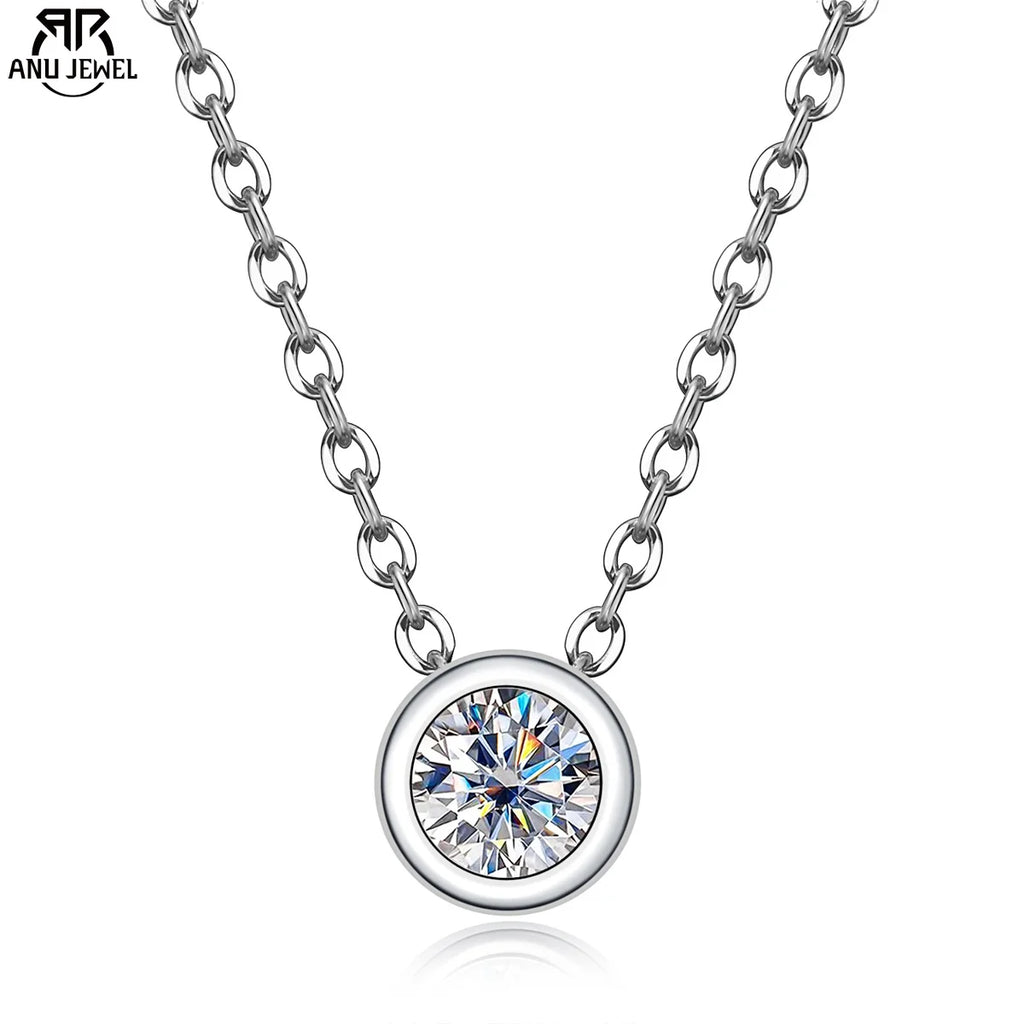 0.3ct round moissanite pendant, black gun plated S925 silver, white background — Aurora Moissanite