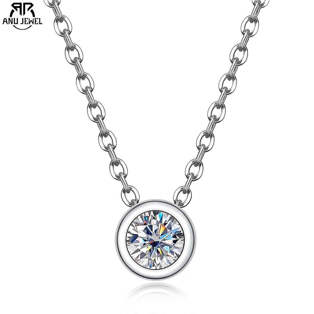 0.3ct round moissanite pendant, black gun plated S925 silver, white background — Aurora Moissanite