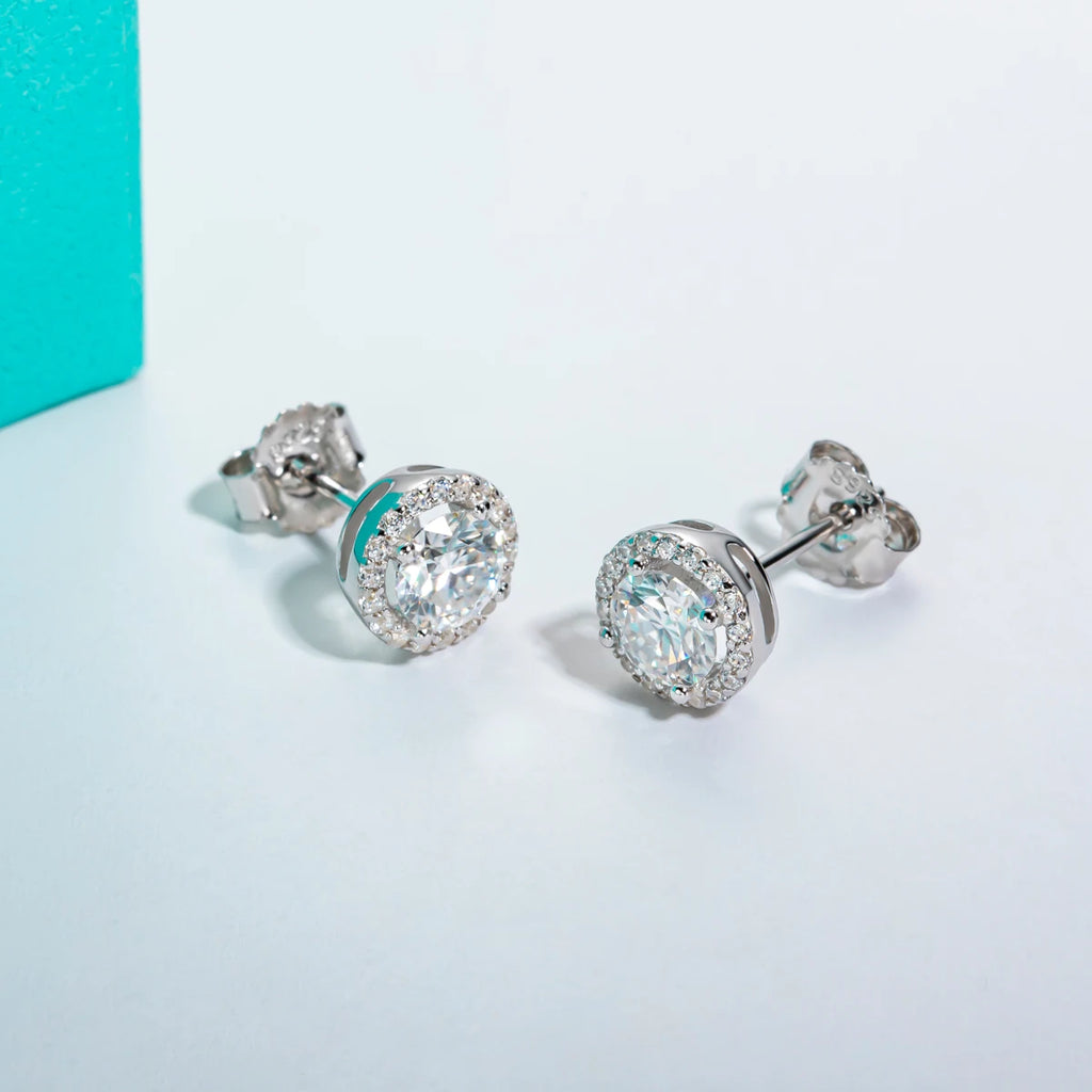 AnuJewel 1cttw D Color Round Cut Moissanite Diamond  925 Sterling Silver Stud Earrings For Woman Jewelry Wholesale