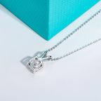 AnuJewel Cushion Cut Moissanite Pendant Necklace 2ct/3ct/4.5ct/5ct D Color 925 Sterling Silver Classic Jewelry Gifts for Women
