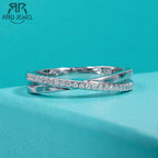 Moissanite cross pattern wedding ring, 18K gold plated S925 silver — Aurora Moissanite