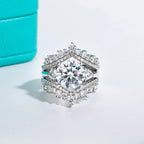 The Reina Ring lifestyle — 4.6ct round moissanite solitaire worn on finger — Aurora Moissanite