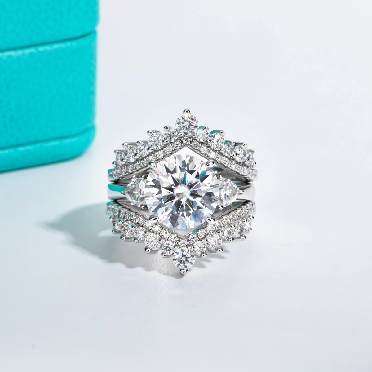 The Reina Ring lifestyle — 4.6ct round moissanite solitaire worn on finger — Aurora Moissanite