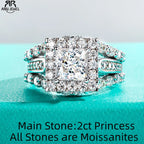 3.884ct princess moissanite engagement ring with accents, S925 silver — Aurora Moissanite