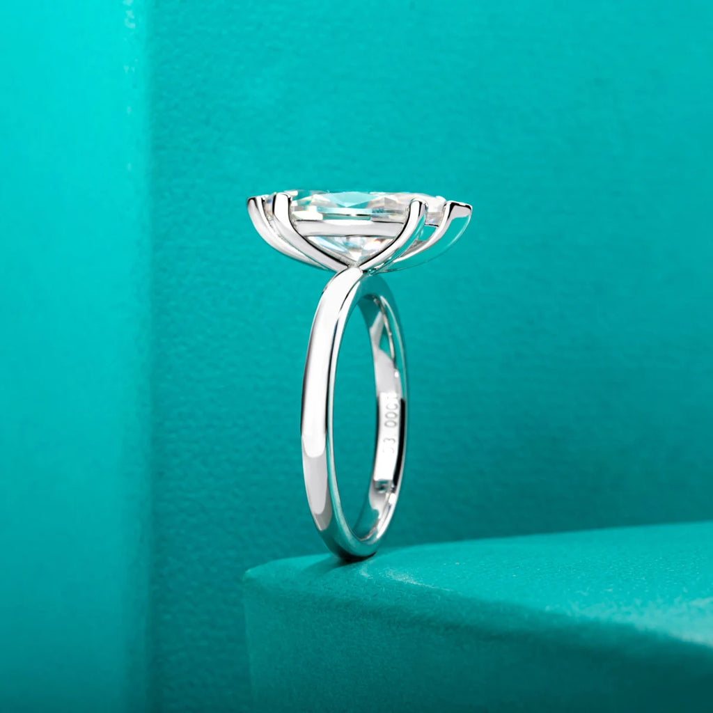 Marquise moissanite 3ct D color VVS1, prong solitaire — Aurora Moissanite
