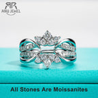 moissanite crown bridal ring set S925, 1-ring or 2-ring option — Aurora Moissanite