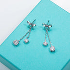 AnuJewel 3cttw D Color Moissanite Diamond Bow Drop Earrings 925 Sterling Silver Stud Earrings Charm Jewelry Wholesale