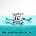 The Kova Ring worn — 3ct asscher moissanite, S925 — Aurora Moissanite