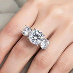 11cttw three-stone moissanite top view, three large stones — Aurora Moissanite