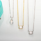 The Step Pendant — 1ct emerald cut moissanite pendant, front view — Aurora Moissanite