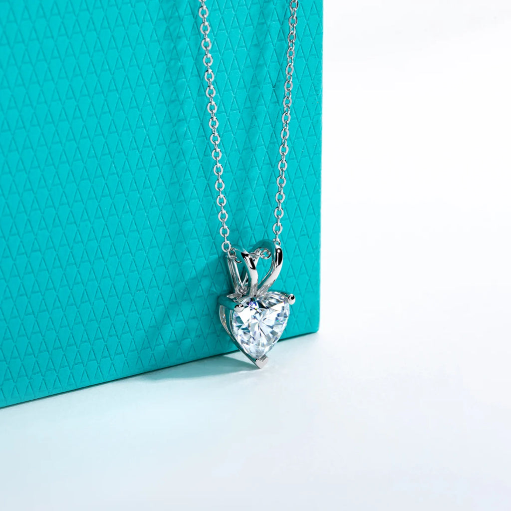 AnuJewel 2ct/3ct/4ct/5ct D Color Heart Cut Moissanite Pendant Necklace 925 Sterling Silver Valentine's Day Gifts for Women