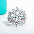 The Reid Ring lifestyle — 3ct round moissanite gold solitaire worn on finger — Aurora Moissanite