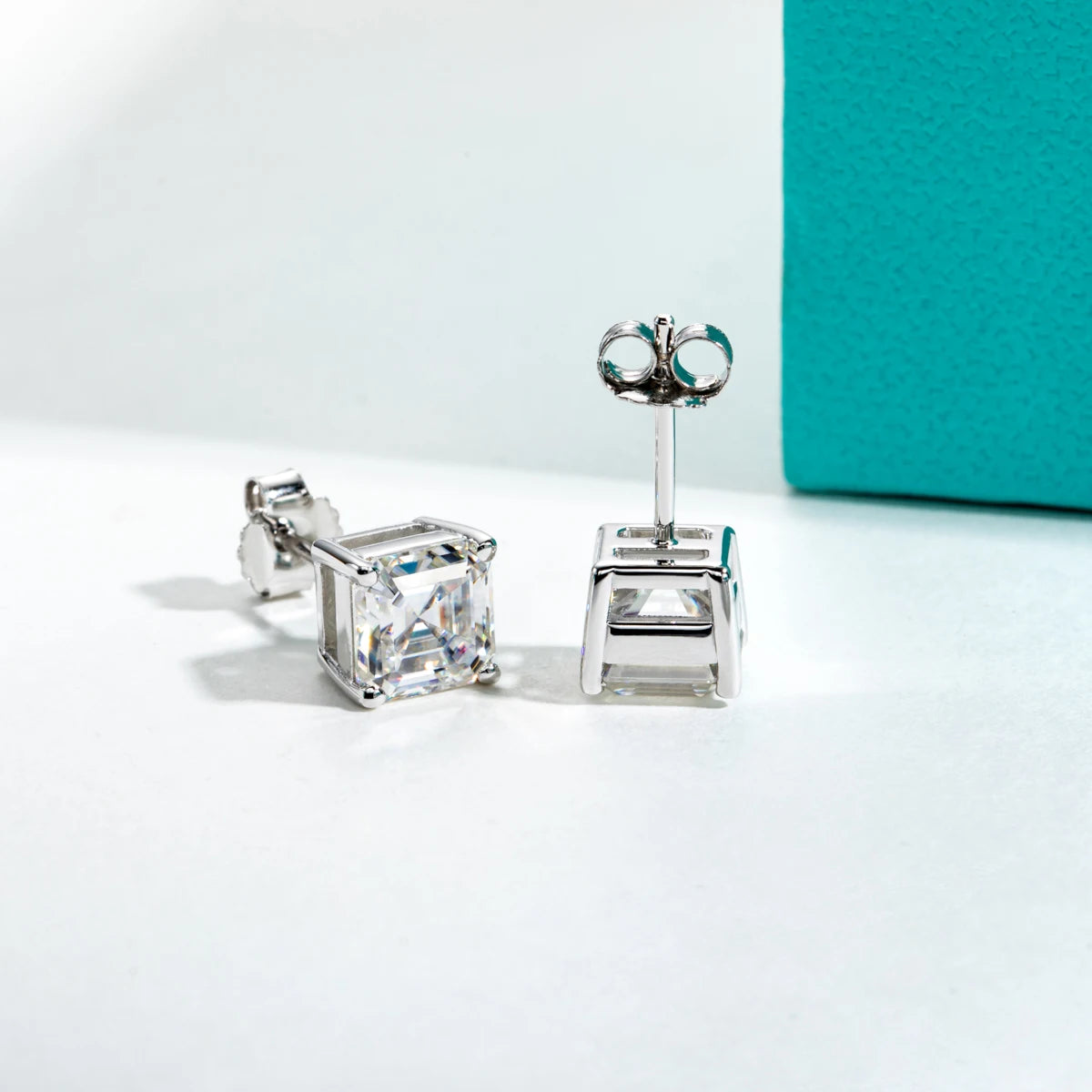 AnuJewel 10K Gold Post 4/2/1ct Asscher Cut Moissanite Stud Earrings Anti-allergy Eearrings For Women Jewelry Wholesale
