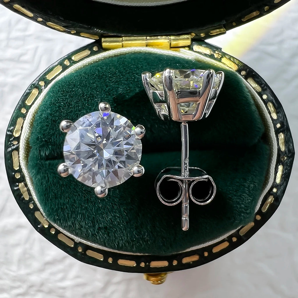 AnuJewel 4/2/1ct Total Moissanite Stud Earrings 925 Sterling Silver Certificate Moissanite Earrings Jewelry Making Supplies