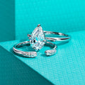 The Skye Ring worn — 3ct pear moissanite bridal set, S925 sterling silver — Aurora Moissanite