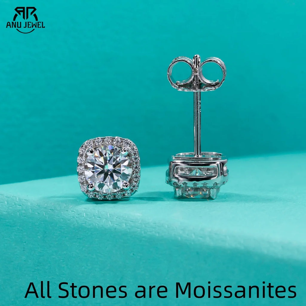 1cttw 5mm round moissanite stud earrings, S925 — Aurora Moissanite