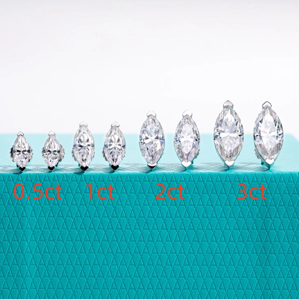 AnuJewel 1cttw-6cttw Marquise Moissanite Earrings 925 Sterling Silver D Color VVS1 Moissanite Classic Stud Earring for Woman