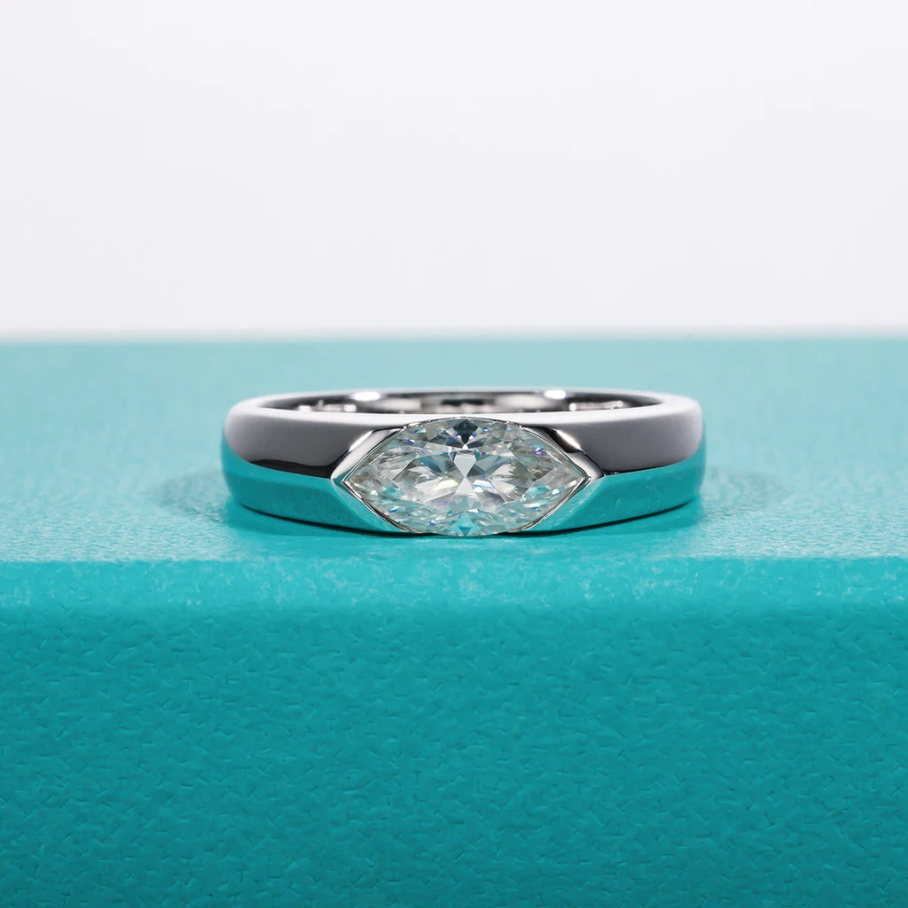 The Lorn Ring — 1ct marquise moissanite, front view — Aurora Moissanite