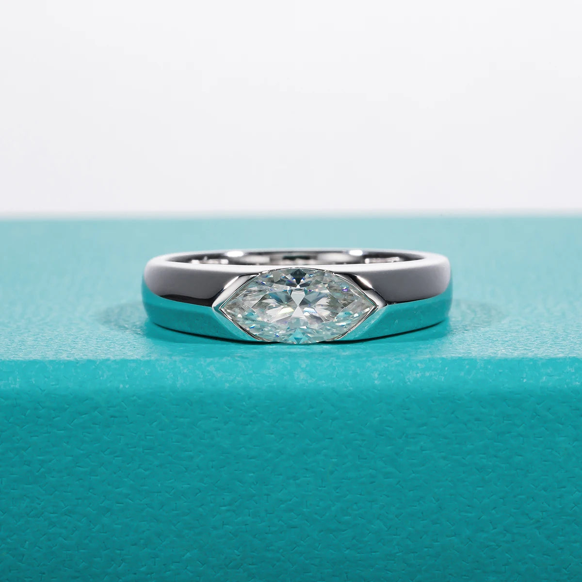 The Lorn Ring — 1ct marquise moissanite, front view — Aurora Moissanite