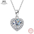 1ct heart moissanite pendant necklace, S925 sterling silver, white background — Aurora Moissanite