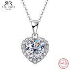 1ct heart moissanite pendant necklace, S925 sterling silver, white background — Aurora Moissanite