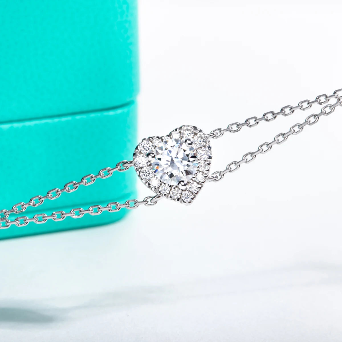 AnuJewel 1ct Moissanite Heart Bracelet On Hand 925 Sterling Silver Lab Created Diamond 17.5cm Adjustable Bracelets For Woman
