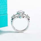 3ct marquise moissanite crown bridal set, side profile, 18K gold — Aurora Moissanite