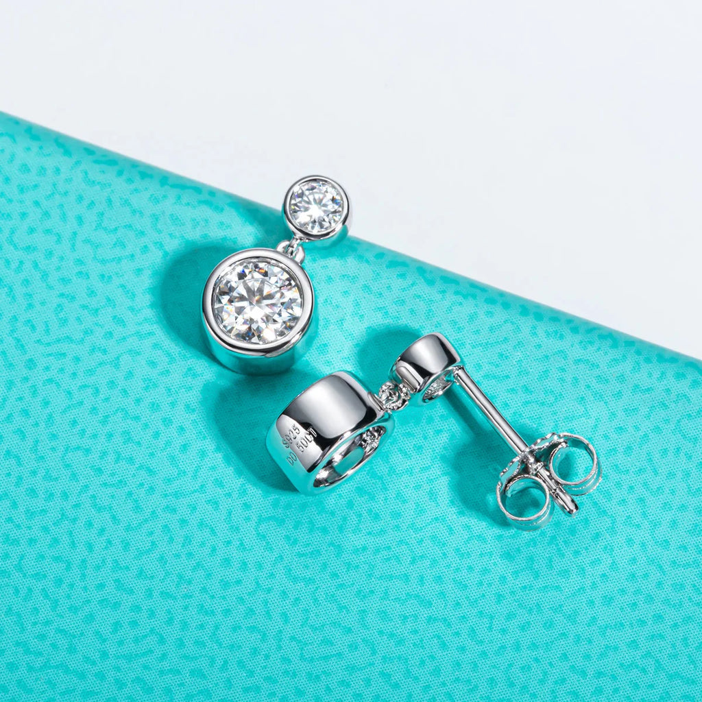 AnuJewel 1.2cttw D Color Moissanite Drop Earrings 18K Gold Plated 925 Sterling Silver Stud Bezel Earrings Women Gifts Wholesale