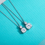 2.5ct cushion moissanite pendant necklace, side angle, S925 silver — Aurora Moissanite