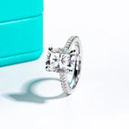 The Tyne Ring — 5ct cushion moissanite solitaire, front view — Aurora Moissanite