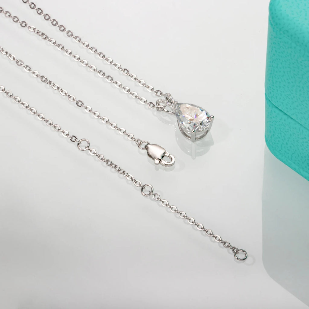 AnuJewel 2.5ct D Color Pear Cut  Teardrop Moissanite Diamond Pendant  Neckalce 925 Sterling Silver Necklace Jewelry