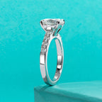 The Elan Ring lifestyle — 3ct oval moissanite worn on finger — Aurora Moissanite